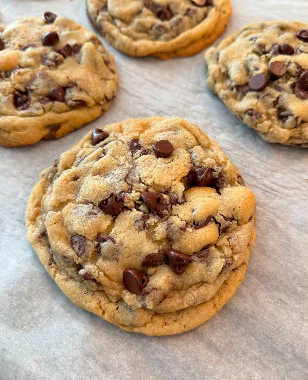 Fresh chocolate chip cookies baked by Eat My Feelings